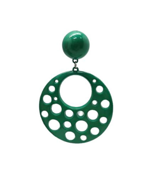 Flamenco Earrings in Plastic with Holes. Green